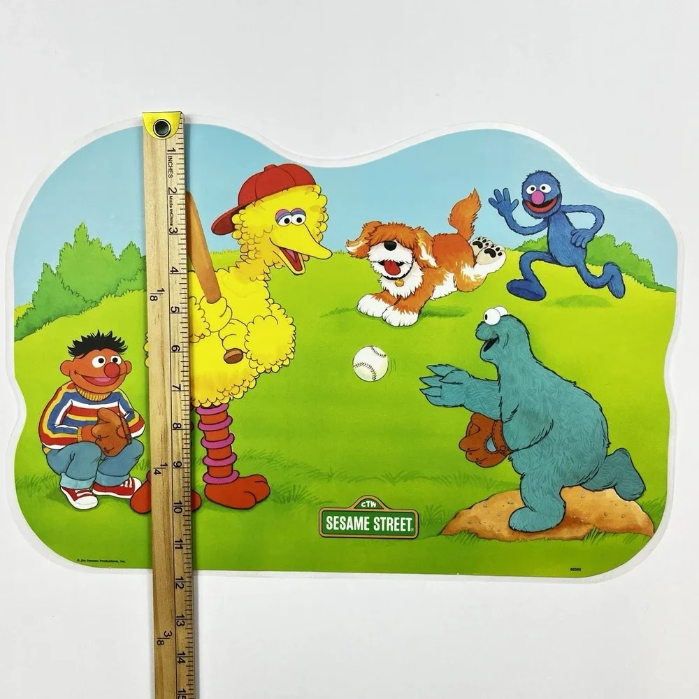 Vtg Sesame Street Placemats Lot of 2 Games Double Sided Laminated 80s Nostalgia